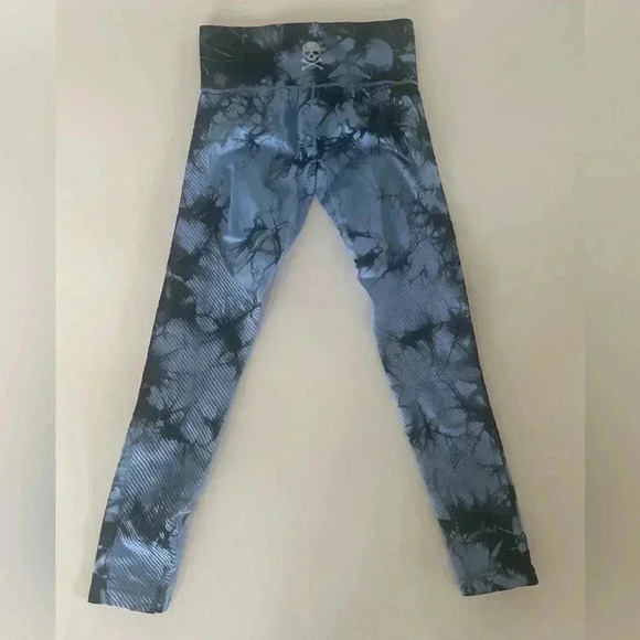 Soul SoulCycle by Nux Tie Dye Compression Leggings Sz S Blue, Black - Picture 1 of 8